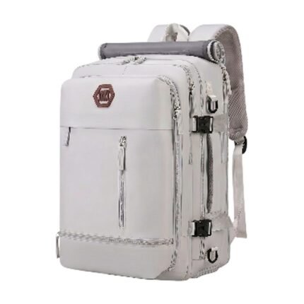 Hand Luggage Backpack in Silver Grey, Sea Blue, Light Purple, Black and White with Laptop Compartment and USB Port