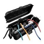 Outdoor Junction Box with Hinged Lid and Weather Protection for Secure Cable Connections
