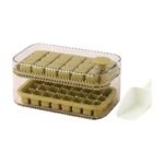 Ice Cube Trays with Lid in Green, Yellow and Purple - 32 Cubes with Storage and Scoop