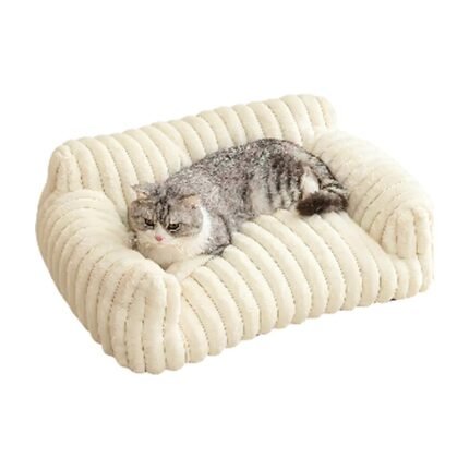 Cat Sofa Bed with Soft Sleeping Surface and Raised Sides for Peaceful Rest for Indoor Cats