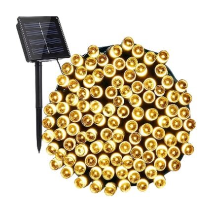 Solar String Lights Crystal Ball with Warm White Lighting and 8 Light Settings for Outdoor Use