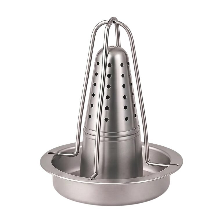 Chicken Rack in Stainless Steel for Even Cooking with Drip Tray and Compact Design