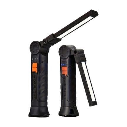 Rechargeable LED Torch with Foldable Arm, Magnetic Base and Hook for Hands-Free Lighting