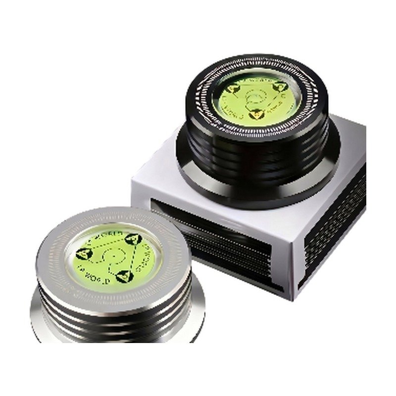 Shock Absorber for Vinyl Turntable with Level and Stabilisation of the Record During Playback