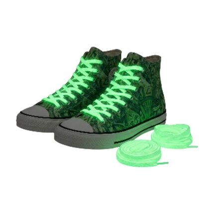 Glow in the Dark Shoelaces in White, Green, Pink, Blue and Yellow for Visibility in the Dark for Trainers and Sports Shoes