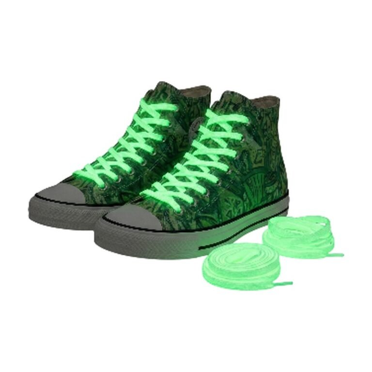 Glow in the Dark Shoelaces in White, Green, Pink, Blue and Yellow for Visibility in the Dark for Trainers and Sports Shoes