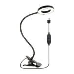 Reading Lamp with Clamp in Black with 3 Light Modes and Flexible Goose Neck for Bed and Table