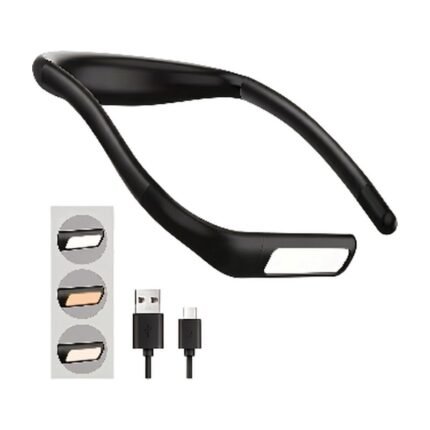 Rechargeable Reading Light in Black and Black-2 for Hands-Free Reading with Adjustable Shape and Eye-Friendly Light