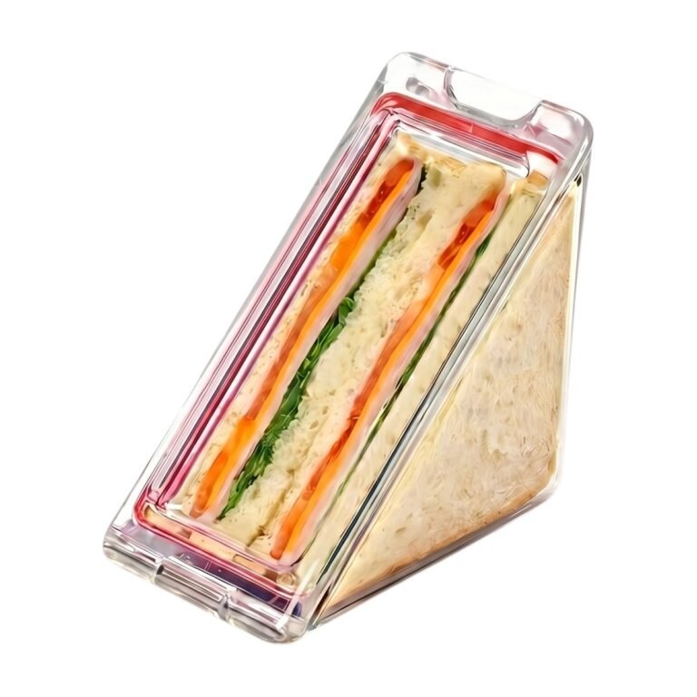 Lunch Box for Triangular Sandwiches with Transparent Design and Easy Side Opening for Lunch and Transport