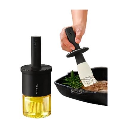 Oil Dispenser with Silicone Brush in Orange and Green for Precise Application and Hygienic Oil Dosage
