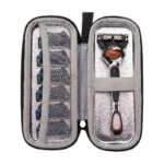 Storage Box for Razor in Navy Blue and Grey with Space for Handle and Extra Blades