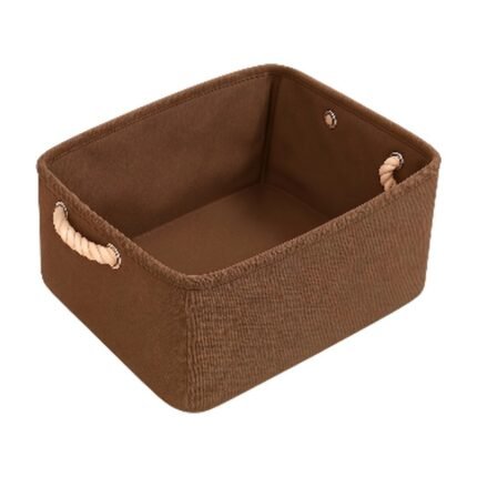 Fabric Storage Bag - Light Pink, Brown and Grey, Foldable with Rope Handles and Rigid Shape