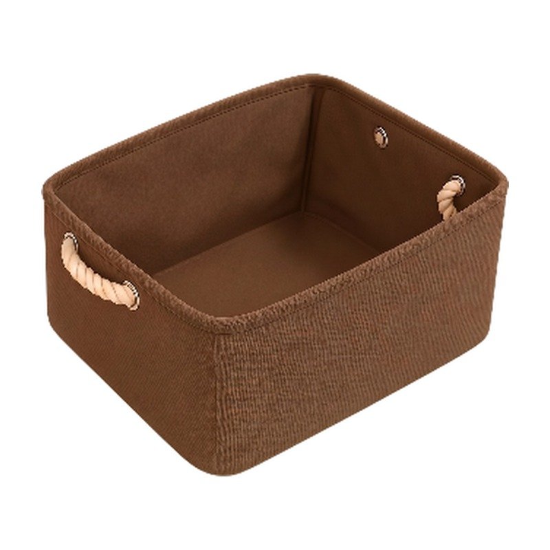 Fabric Storage Bag - Light Pink, Brown and Grey, Foldable with Rope Handles and Rigid Shape