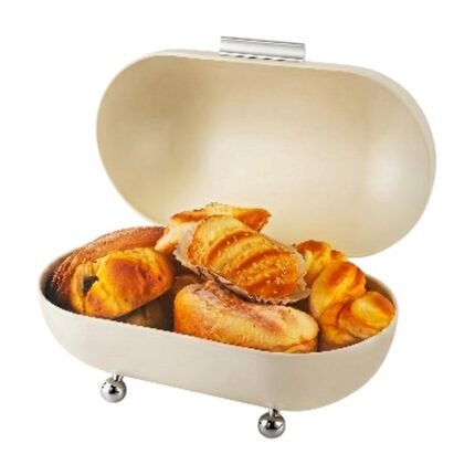 Oval Storage Box in White, Green, Grey and Black for Bread and Cakes with Lid for Kitchen Worktop and Serving