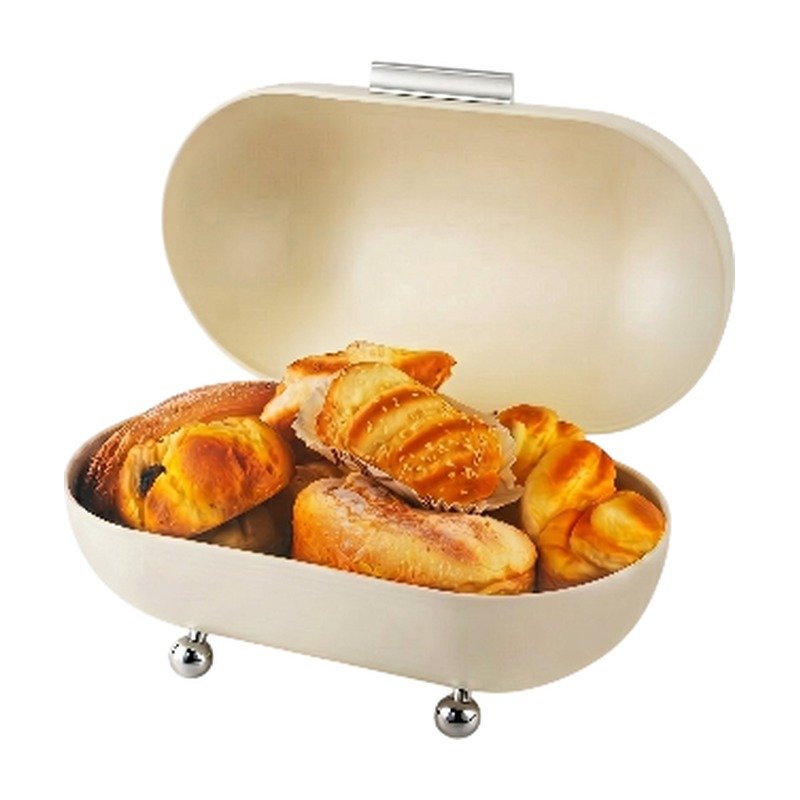 Oval Storage Box in White, Green, Grey and Black for Bread and Cakes with Lid for Kitchen Worktop and Serving
