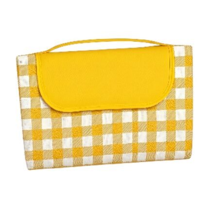 Foldable Picnic Blanket with Carry Handle and Classic Checked Pattern for Outdoor Use