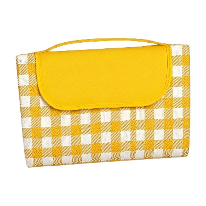 Foldable Picnic Blanket with Carry Handle and Classic Checked Pattern for Outdoor Use