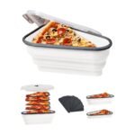Space-Saving Pizza Storage Container, White, Collapsible with Lid and Trays for Organised Storage
