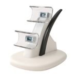 PS5 Controller Charger with Charging Station for Two Controllers and LED Indicators in White and Black