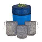 Cover for Rainwater Barrel with Drawstring Closure and Protection Against Leaves and Dirt for Outdoor Use