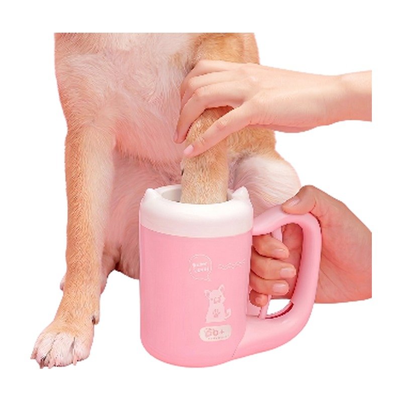 Dog Paw Cleaner in Blue and Pink with Handle for Gentle and Thorough Cleaning of Paws