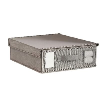A4 Drawer Box in Grey, Light Grey and Beige with Lid, Handle and Label Holder for Organised Storage