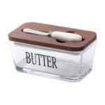 Butter Dish with Acacia Lid for Practical Storage and Serving with Included Butter Knife