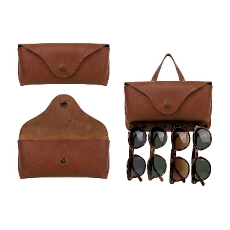 Sunglasses Storage for 5 Pairs of Glasses in Blue, Brown, Grey, Pink, Rose and Dark – Foldable and Hanging