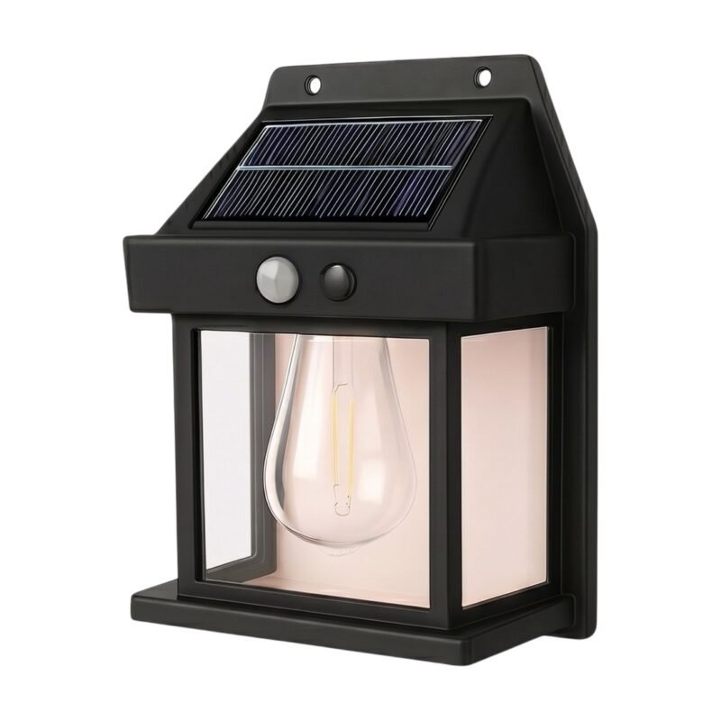 Solar Outdoor Lamp with Sensor in Black and White for Wall Mounting with Automatic Light
