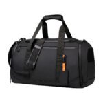 Large Travel Bag in Black, Grey and Green with Multiple Compartments and Adjustable Shoulder Strap for Sports and Weekend Trips