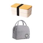 Lunch Bag for Packed Lunch in Black and Grey with Matching Lunch Box for Fresh and Safe Storage