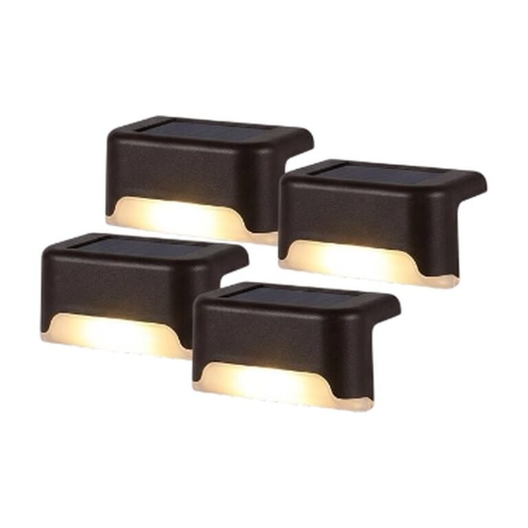 Outdoor Solar Garden Lights, 4 Pcs. in Black or Brown with Warm Light for Fences and Steps