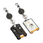 Retractable Card Holder with Clip and Practical Extension for ID Cards and Access Cards
