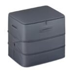 Vacuum Storage Box for Clothes in Blue, Grey and Beige - Stackable with Lid and Space-Saving Storage