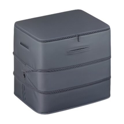Vacuum Storage Box for Clothes in Blue, Grey and Beige - Stackable with Lid and Space-Saving Storage
