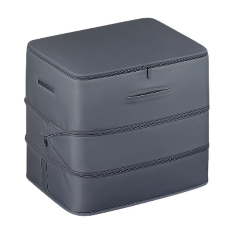 Vacuum Storage Box for Clothes in Blue, Grey and Beige - Stackable with Lid and Space-Saving Storage