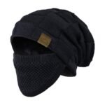 Winter Hat with Face Mask for Warmth and Protection Against Cold and Wind in Knitted Design