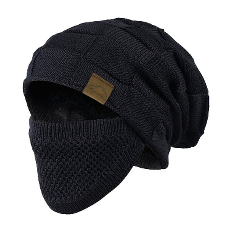 Winter Hat with Face Mask for Warmth and Protection Against Cold and Wind in Knitted Design