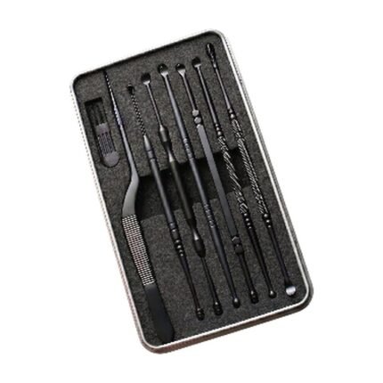 Ear Cleaning Set in Stainless Steel in Blue, Black and Pink - Practical Storage and Precise Cleaning of the Ear Canal