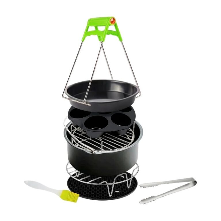 Air Fryer Accessory Set for Round Model with 10 Pieces for Baking, Grilling and Lifting Hot Moulds
