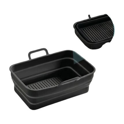 Silicone Tray for Air Fryer Long with Handles and Ribbed Base for Easier Cooking and Cleaning
