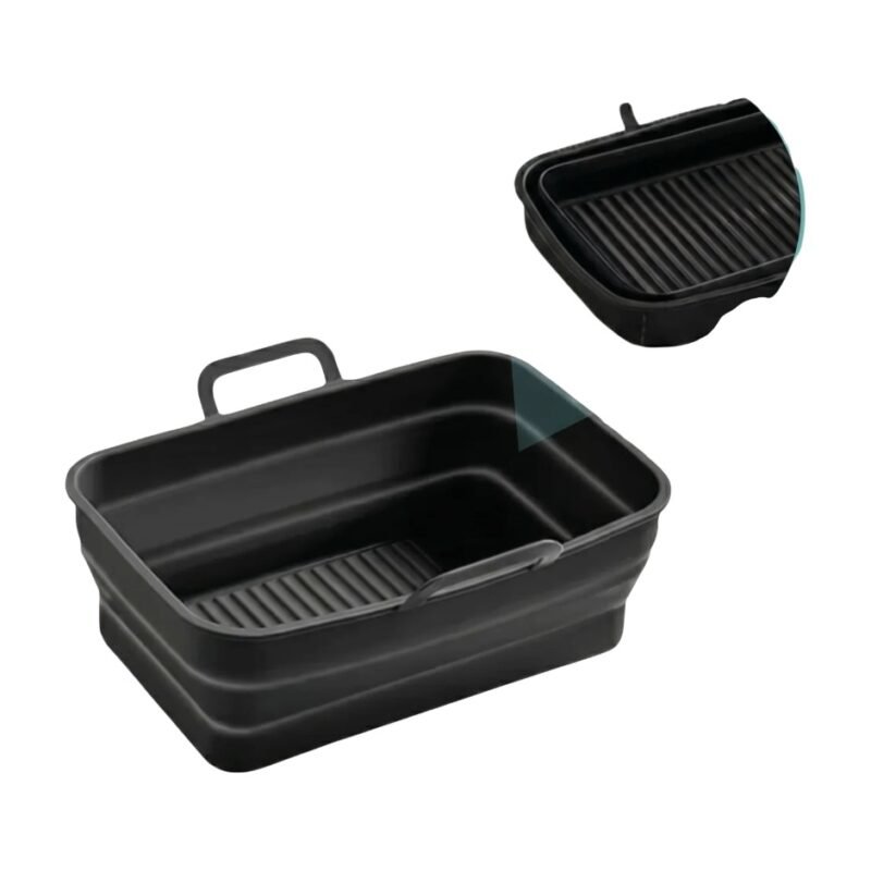 Silicone Tray for Air Fryer Long with Handles and Ribbed Base for Easier Cooking and Cleaning