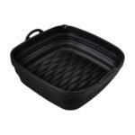 Collapsible Air Fryer Silicone Mould Square with Handles and Ribbed Base for Less Mess in the Basket