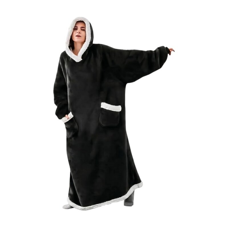 Checked Blanket with Sleeves and Hood - Oversized Design with Warmth and Freedom of Movement