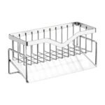 Sponge Holder for Sink in Stainless Steel with Open Basket and Drip Tray for Organised Storage