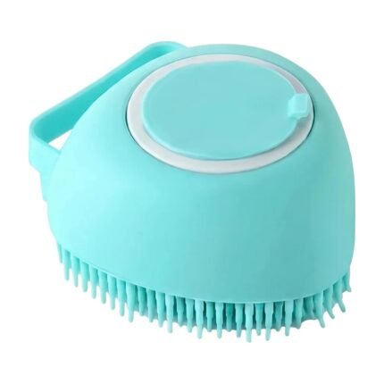 Dog Bath Brush with Shampoo Container for 2 in 1 Washing and Brushing in the Bath