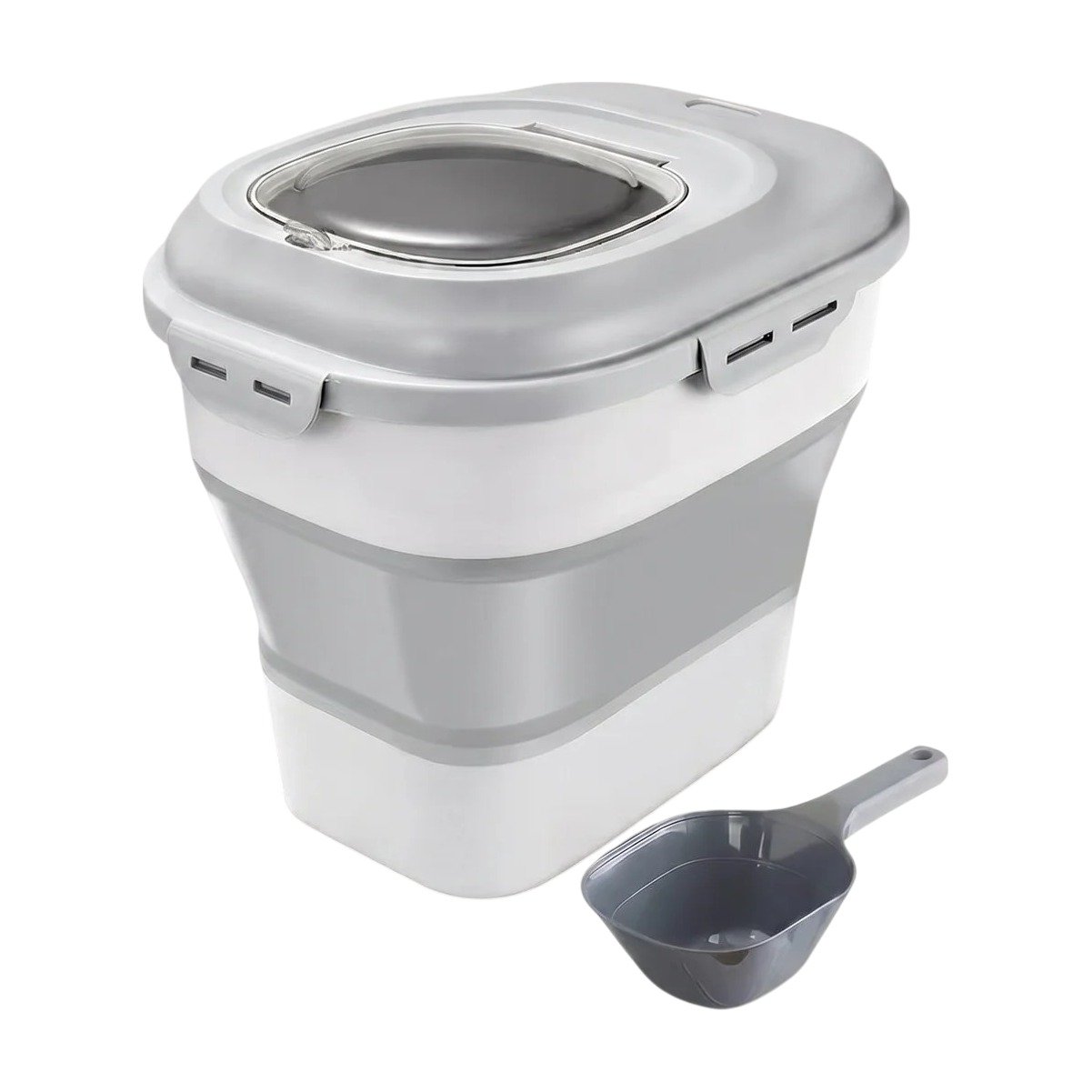 Storage for Dry Food with Collapsible Design, Airtight Lid and Space for 15 Kg Storage for Dry Food with Collapsible Design, Airtight Lid and Space for 15 Kg