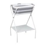 Baby Bath Tub Stand with Foldable Design and Practical Shelf for Bath Time at a Comfortable Height