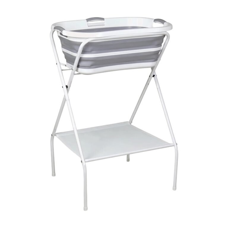 Baby Bath Tub Stand with Foldable Design and Practical Shelf for Bath Time at a Comfortable Height
