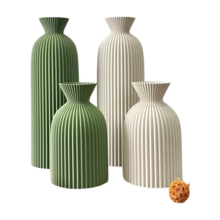 Set of 2 Wavy Decorative Vases for Dried Flowers